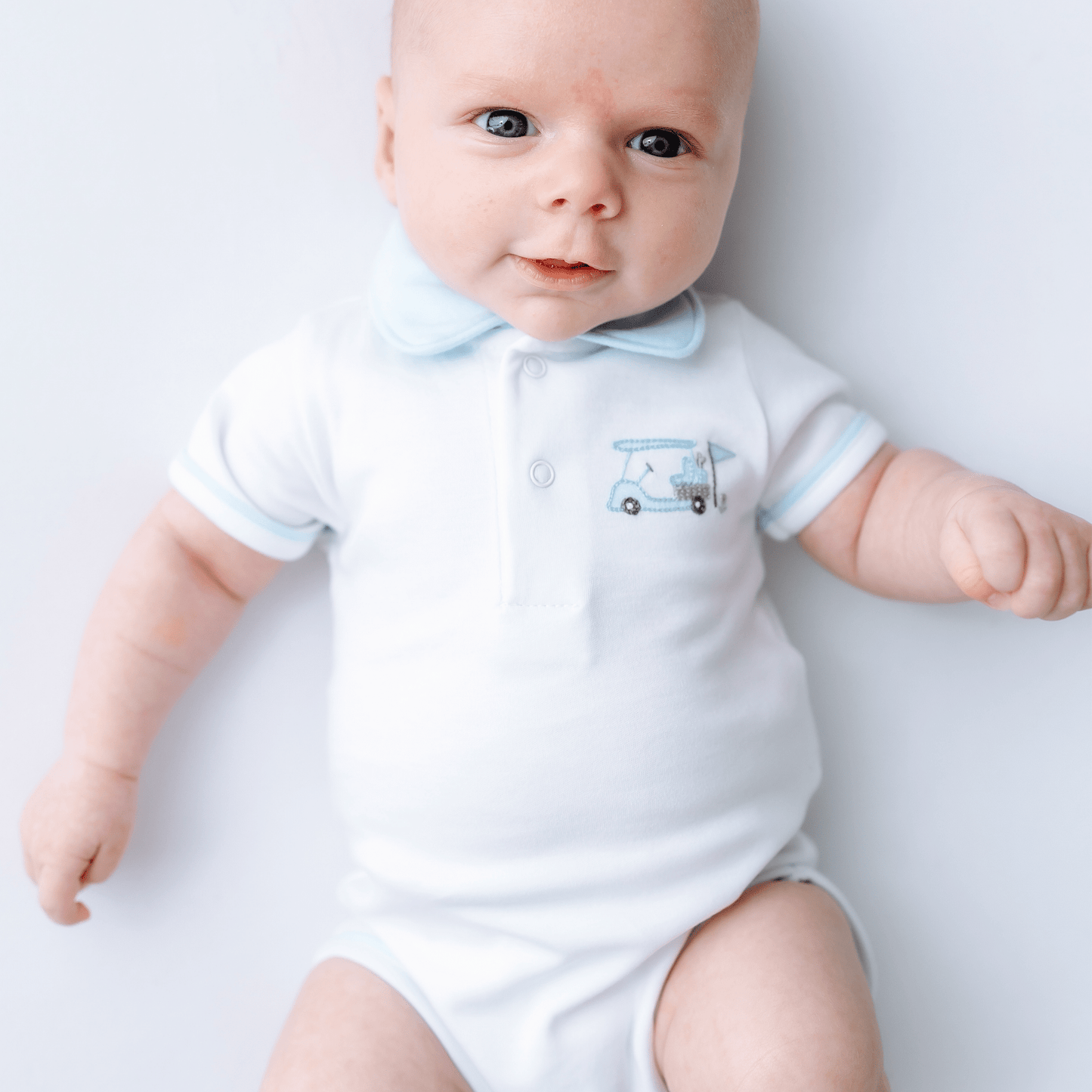 Little Golfer Collared Body Suit Blue