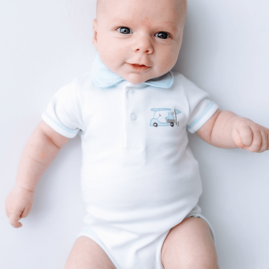 Little Golfer Collared Body Suit Blue