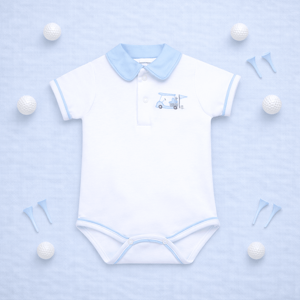 Little Golfer Collared Body Suit Blue