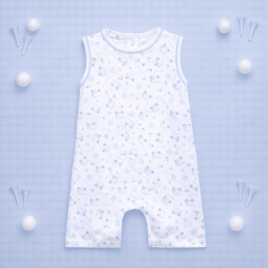 Little Golfer Short Playsuit-Blue