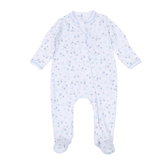 Little Golfer Print Footie-Blue