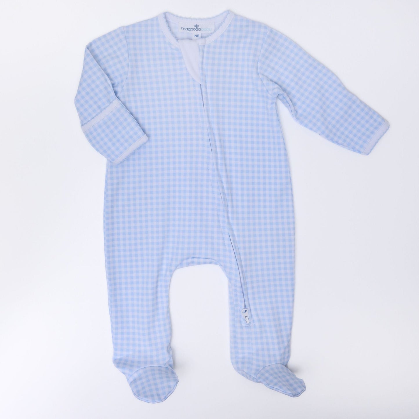 Baby Checks Footie Light Blue