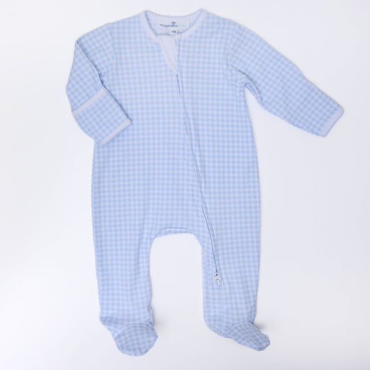 Baby Checks Footie Light Blue