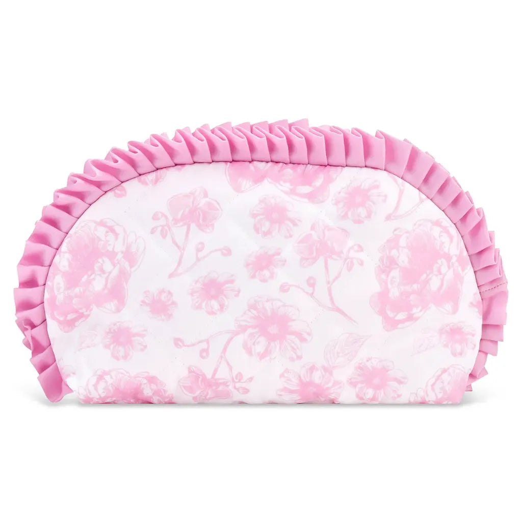 Pretty Pink Toile Oval Cosmetic Bag by iscream