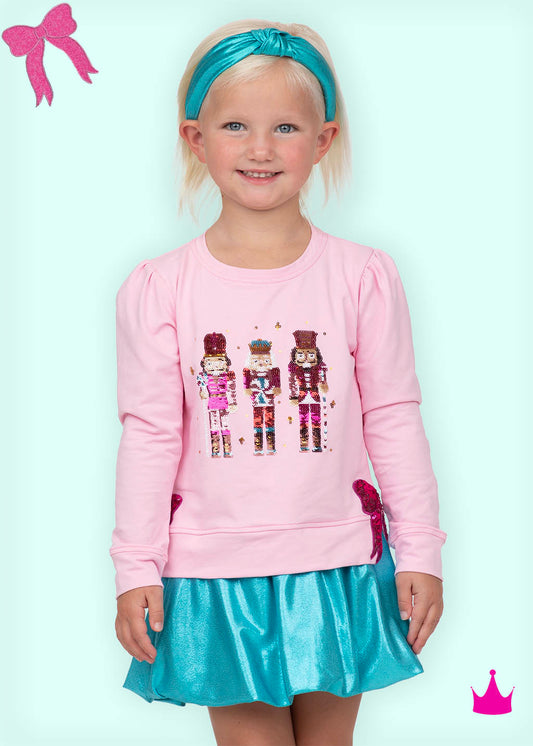 Sequin Nutcracker Hot Pink Bow Pink Holly