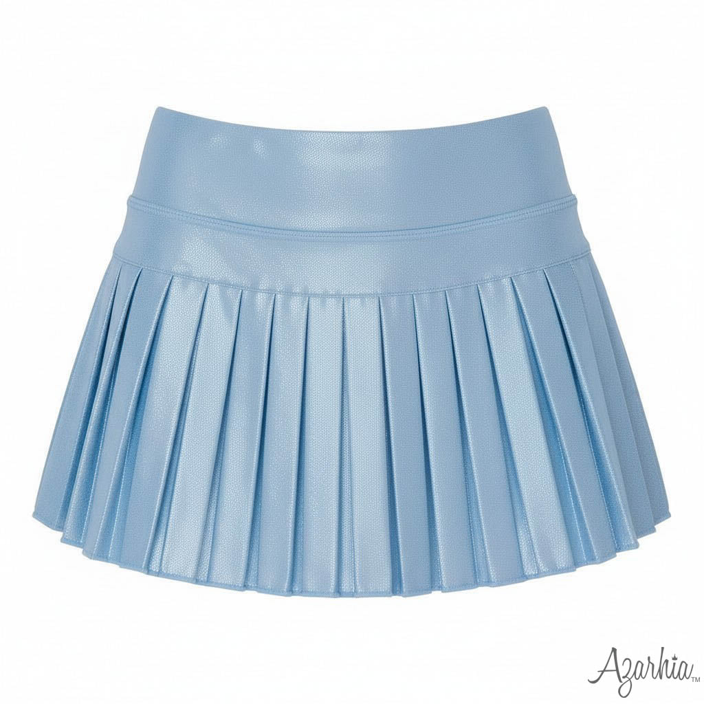 Mini Pleated Skort in Light Blue Shimmer