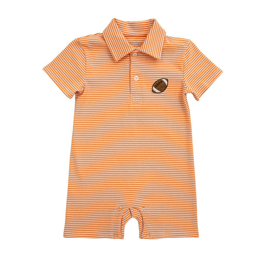 Football Polo Romper-Burnt Orange
