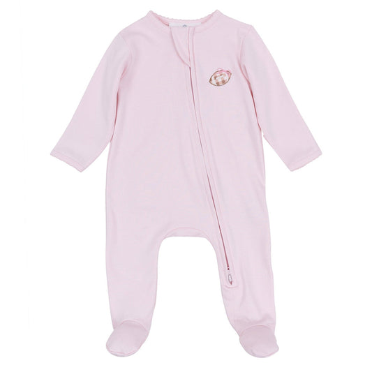 Tiny Tailgater Zip Footie - Pink