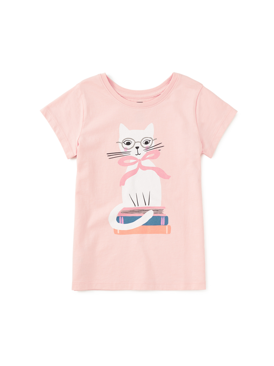 Tea Book Cat Graphic Tee