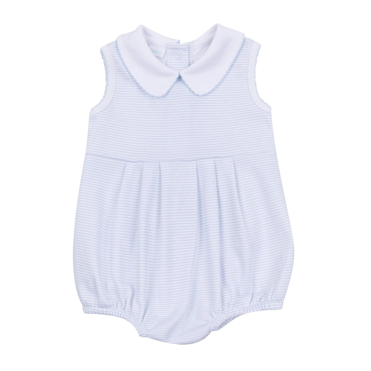 Magnolia Baby Mini Stripes Collared Sleeveless Bubble - Light Blue