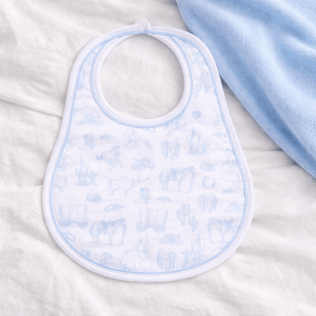 Magnolia Baby Wild West Toile Bib - Light Blue