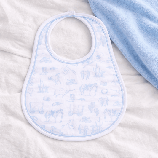Magnolia Baby Wild West Toile Bib - Light Blue