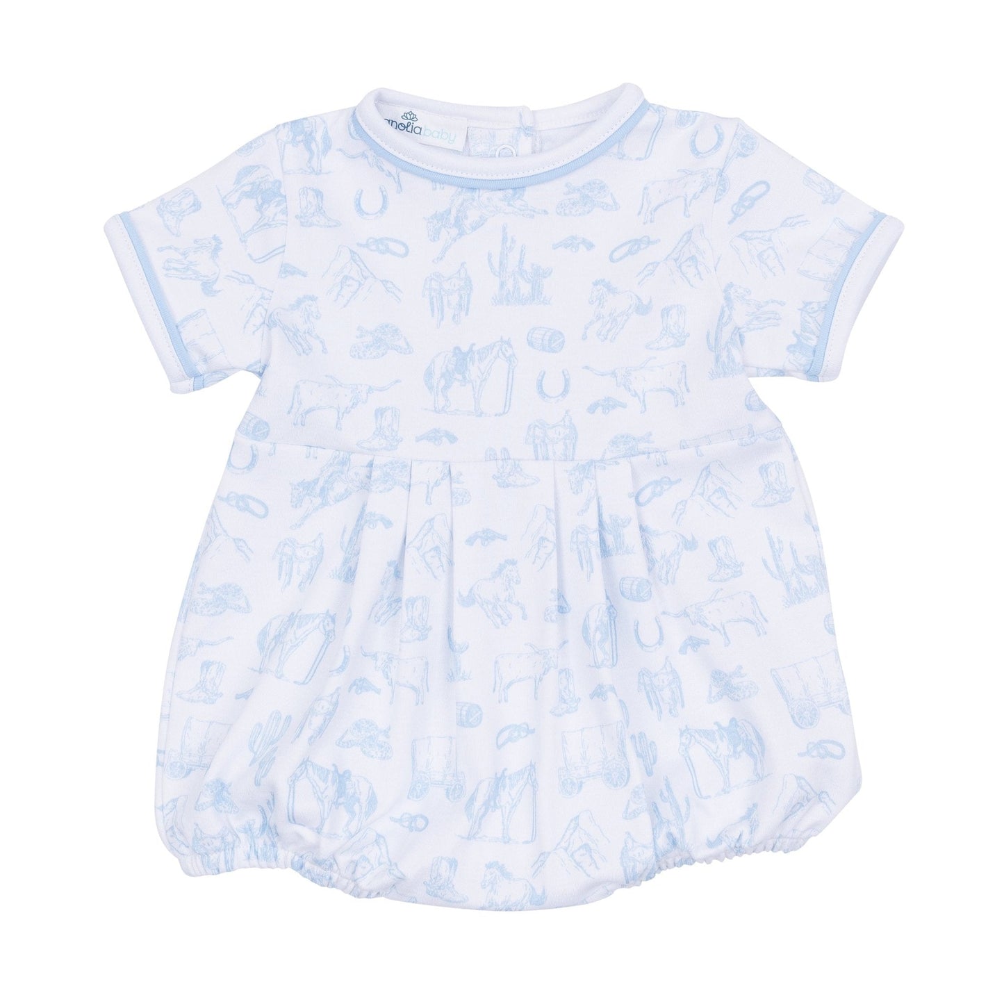 Wild West Toile Short Sleeve Boy Bubble Blue