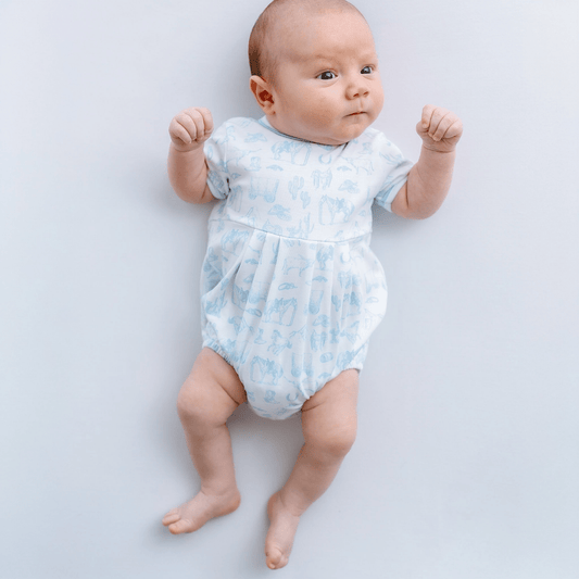 Wild West Toile Short Sleeve Boy Bubble Blue