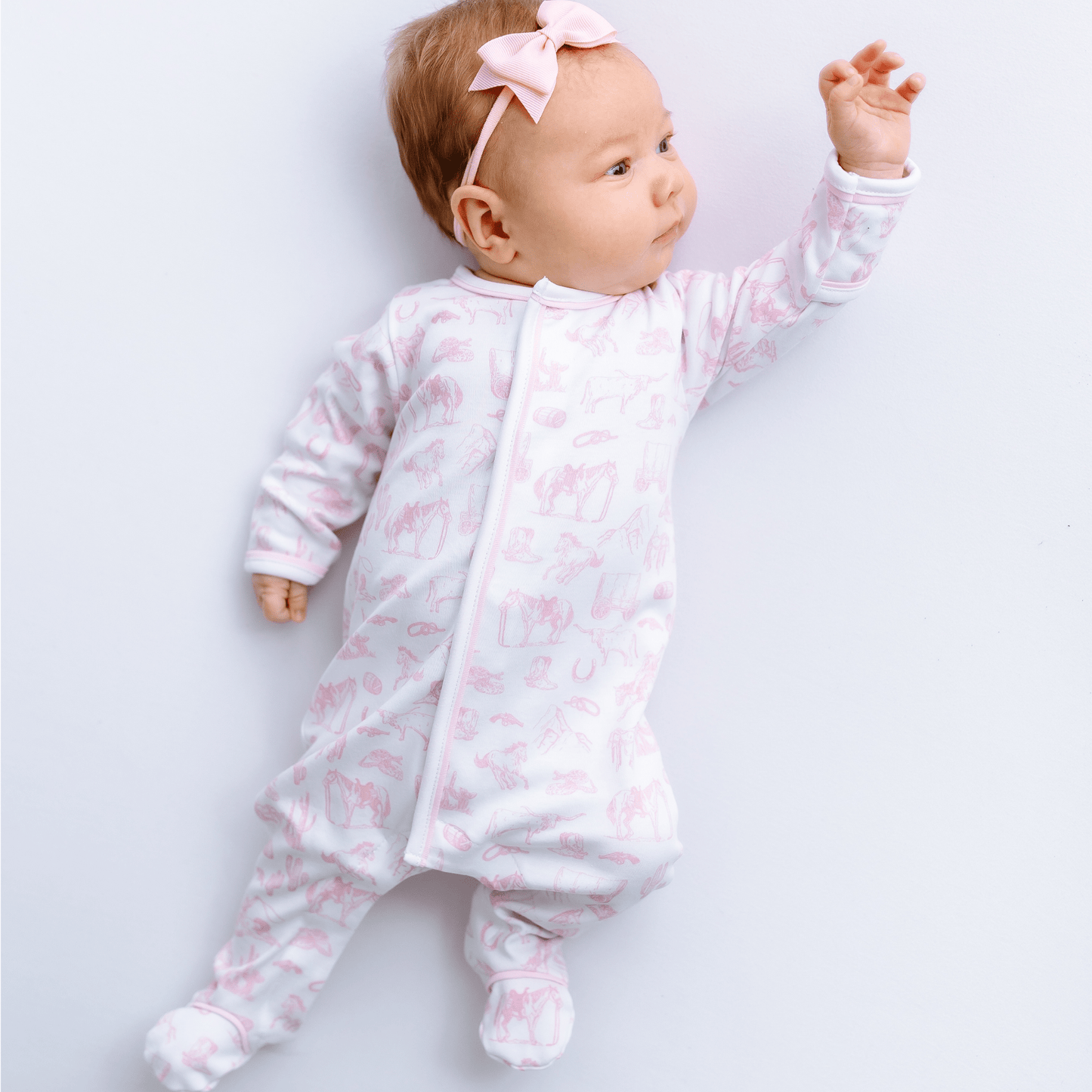 Wild West Toile Footie Pink